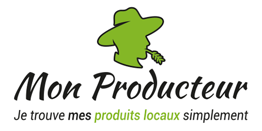 Logo Mon Producteur, gestapelte Version, schwarz und grün auf weissem Hintergrund (520 × 260 px)