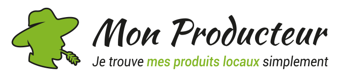 Logo Mon Producteur, horizontale Version, schwarz und grün auf weissem Hintergrund (700 × 160 px)